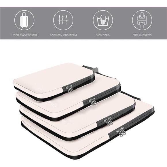 4 Set Compression Packing Cubes Travel Accessories Expandable Packing Organizers - Picture 5 of 6